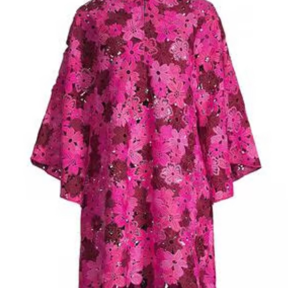 LA VIE STYLE HOUSE Floral Guipure Lace Mini Caftan